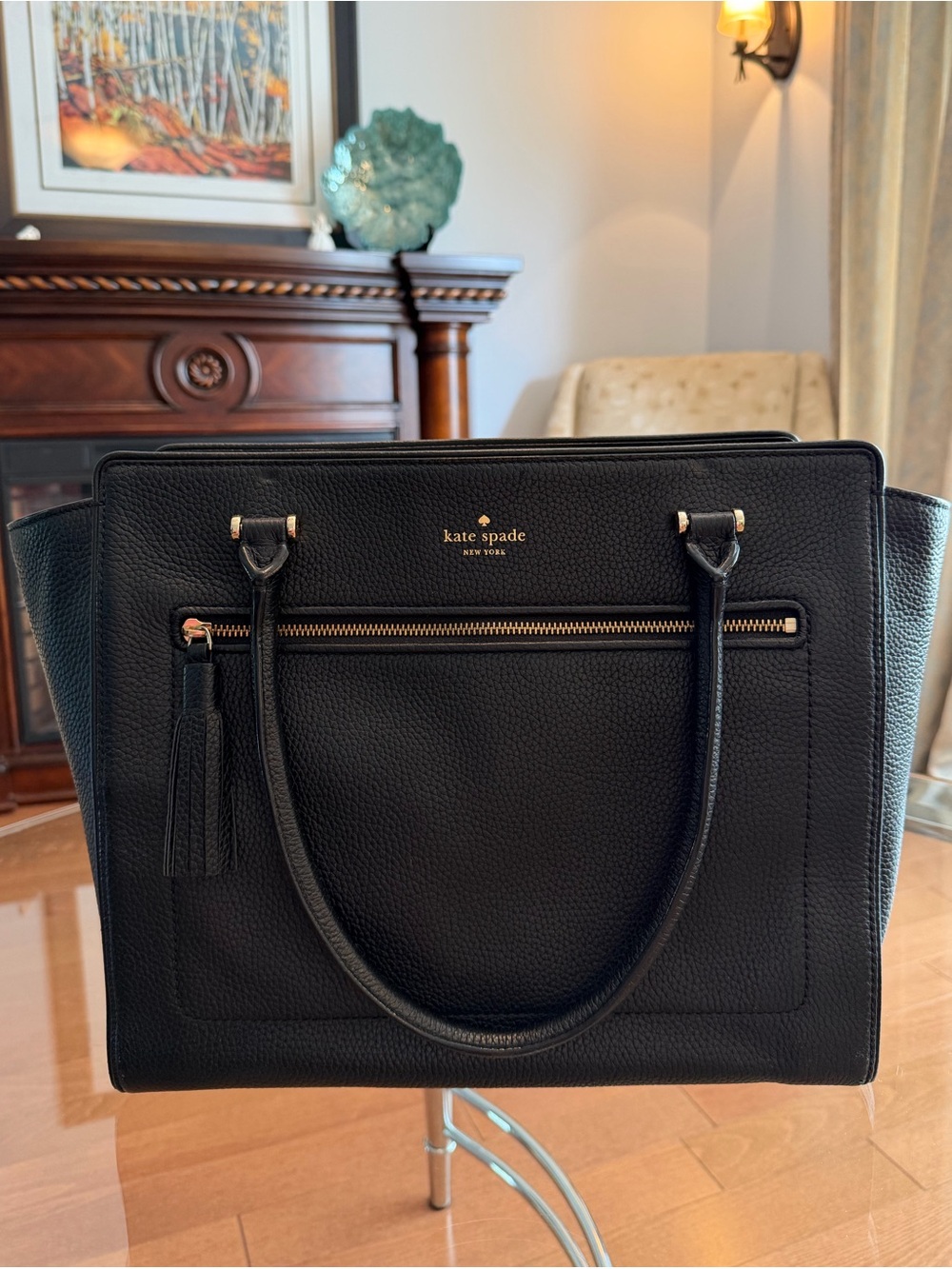 Kate Spade Black Pebbled Leather Tote